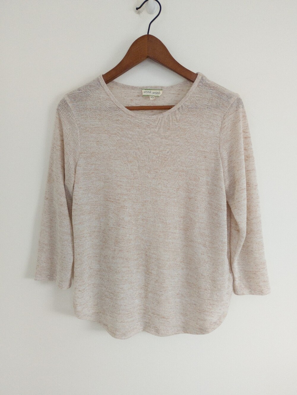 Wink Wink Vancouver Canada Marled Knit 3/4 Sleeve Top XS